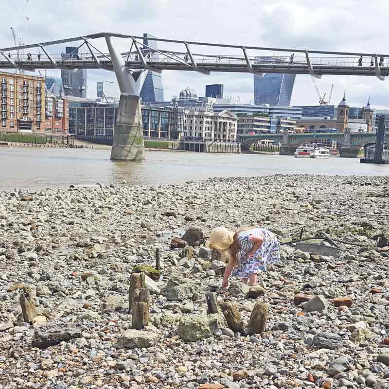 Mudlarking by the Thames at Blackfriars