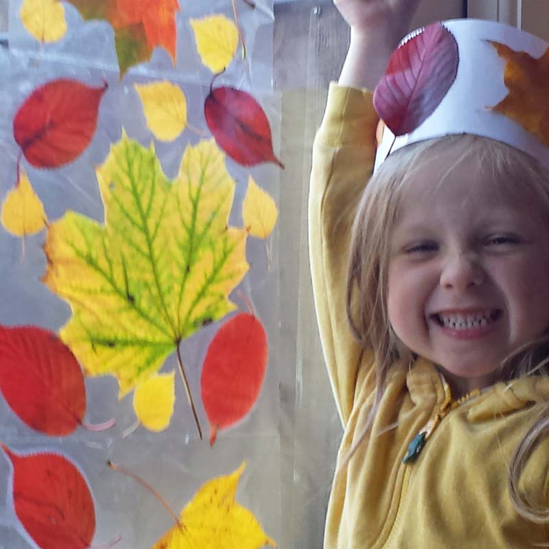 Leaf crafts - a simple leaf craft that helps kids appreciate the loveliness of autumn leaves and all the colours of Fall