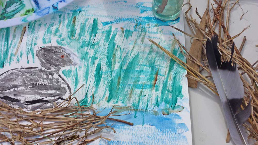 Bird nest collage - simple bird nest collages using water colour painting and natural resources are a great way for children to explore birds' habitats and nest building #birds #nests #painting #collage #nature #naturelover #habitat #STEAM
