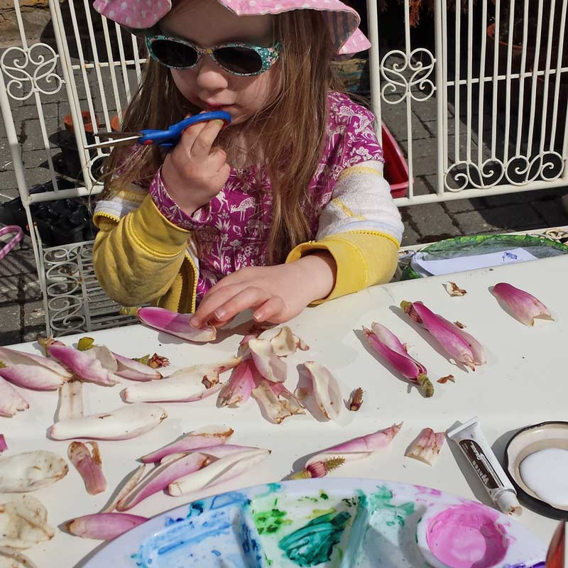 Simple petal paintings through which children can enjoy fallen blossom and explore the structure of flowers and how they are pollinated #painting #flowers #petals #blossom #nature #naturelover #plantscience #STEAM #pollination 