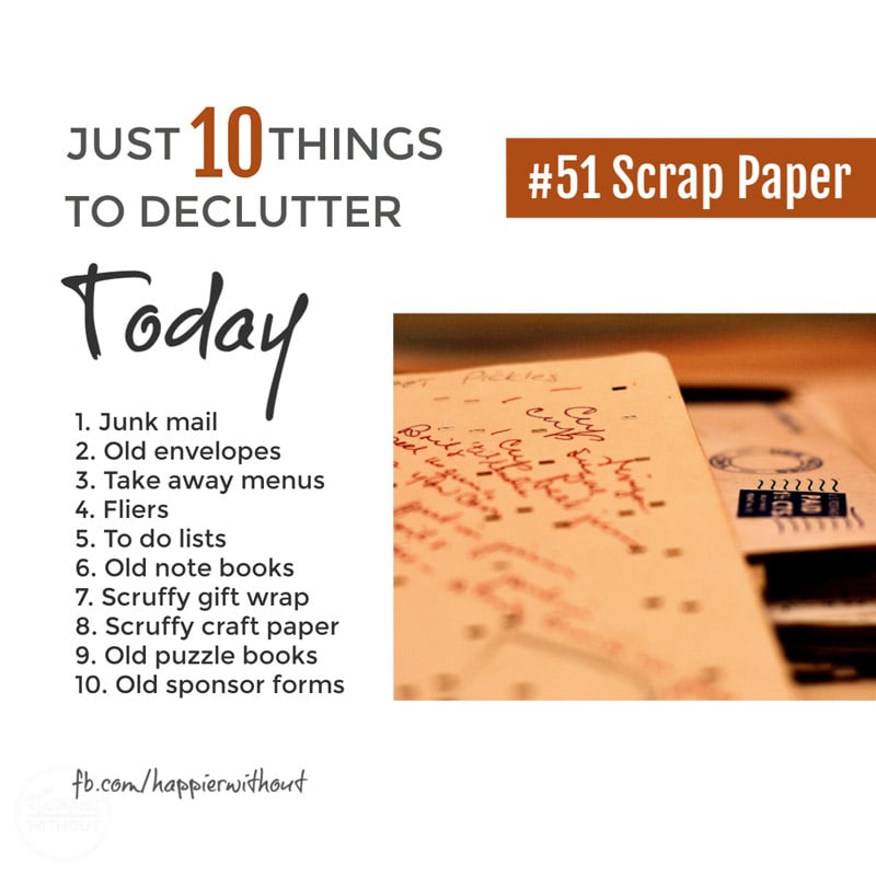 Declutter scrap paper easily so you can actually find paper that matters #declutter #clutterfreehome #organize #paperclutter