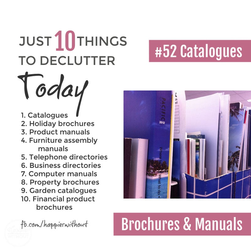 Declutter all those manuals, catalogues and brochures you just don't need #declutter #clutterfreehome #organize