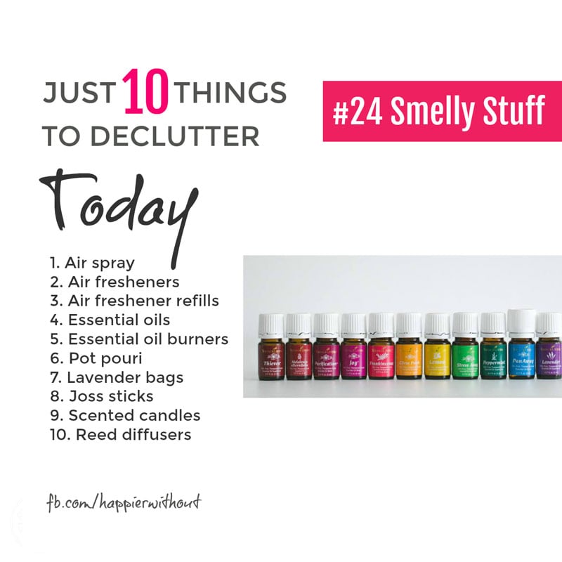 Why do we always fall for all that smell stuff? Candles, essential oils and the like. They all seem nice at first. And then just get shoved in a cupboard or draw to go horrid ... clear them out today #declutter #decluttering #organize #getorganized #organization 