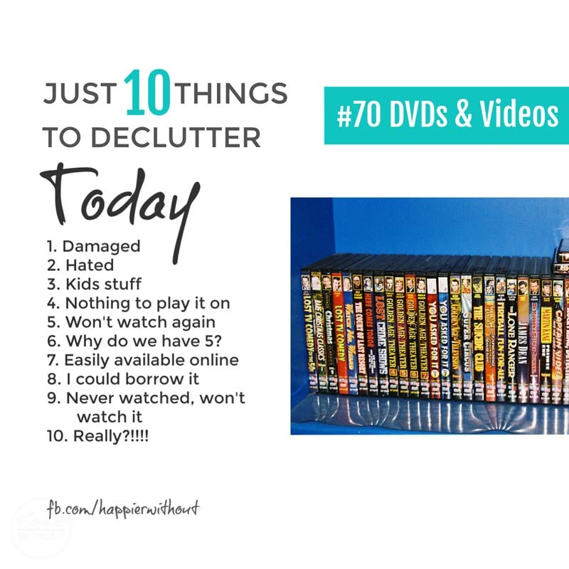 Stop trying to organize your DVDs with fancy storage solutions and let go of all the movie clutter you'll never watch again with these declutter tips #declutter #storagesolutions #storage