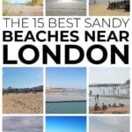 Collage of sandy beaches near London