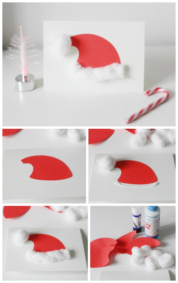 Simple Santa Hat Christmas Card For Kids To Make