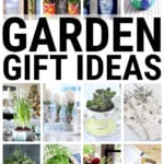 Collage of homemade garden gifts