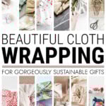 Collage of furoshiki style cloth gift wrapping