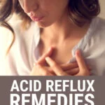 Woman holding chest with acid reflux pain