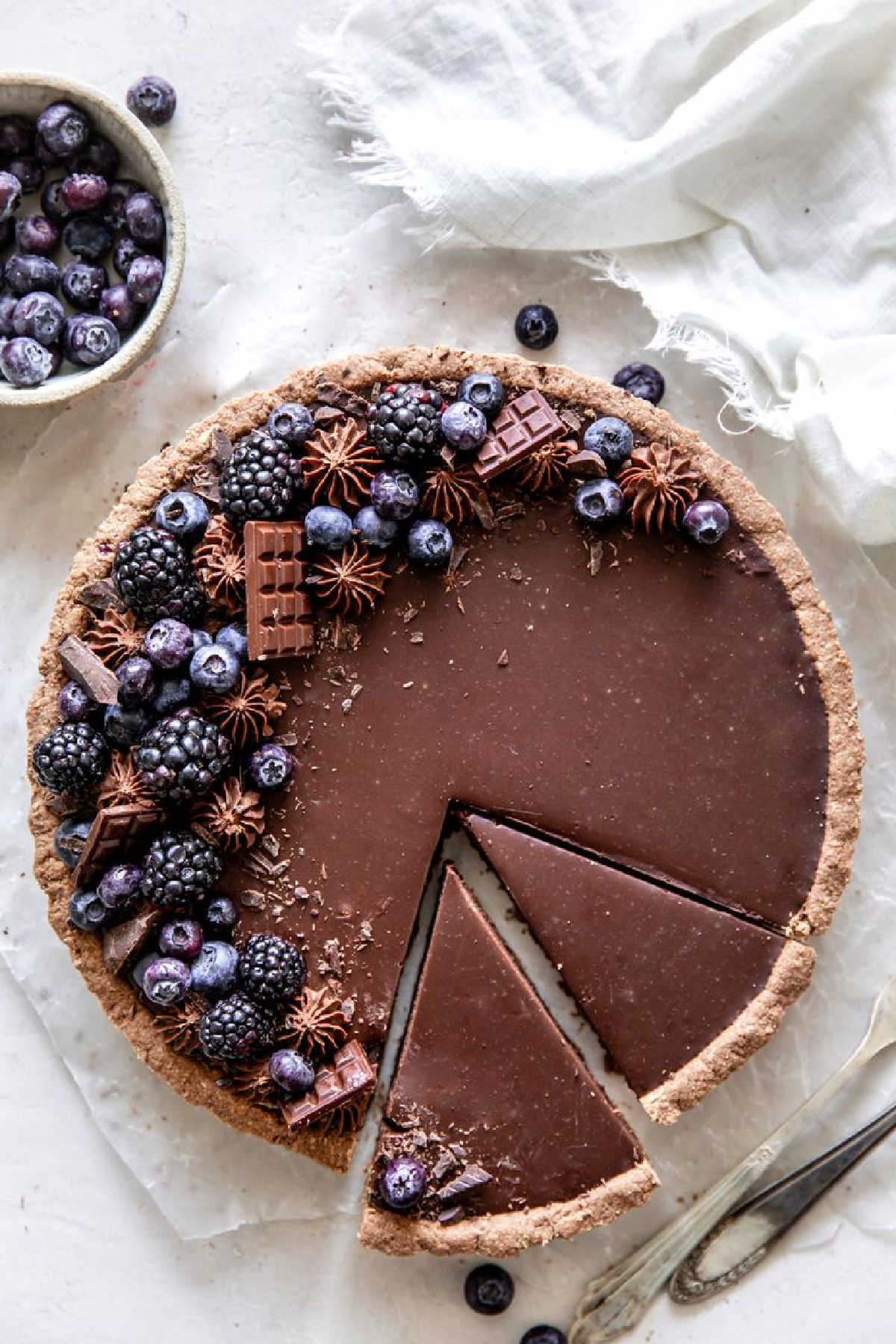 Blackberry chocolate tart.
