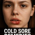Young woman with cold sore on her lip