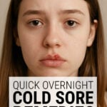 Woman with cold sore on lip
