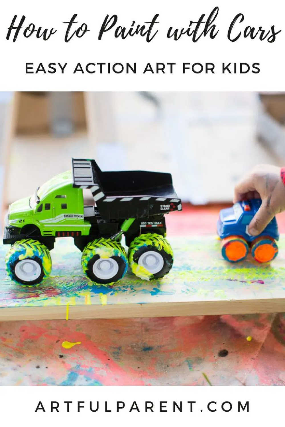 Painting with trucks for kids