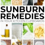 Collage of natural sunburn relief ingredients
