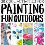 Collage of outdoor painting activities for kids