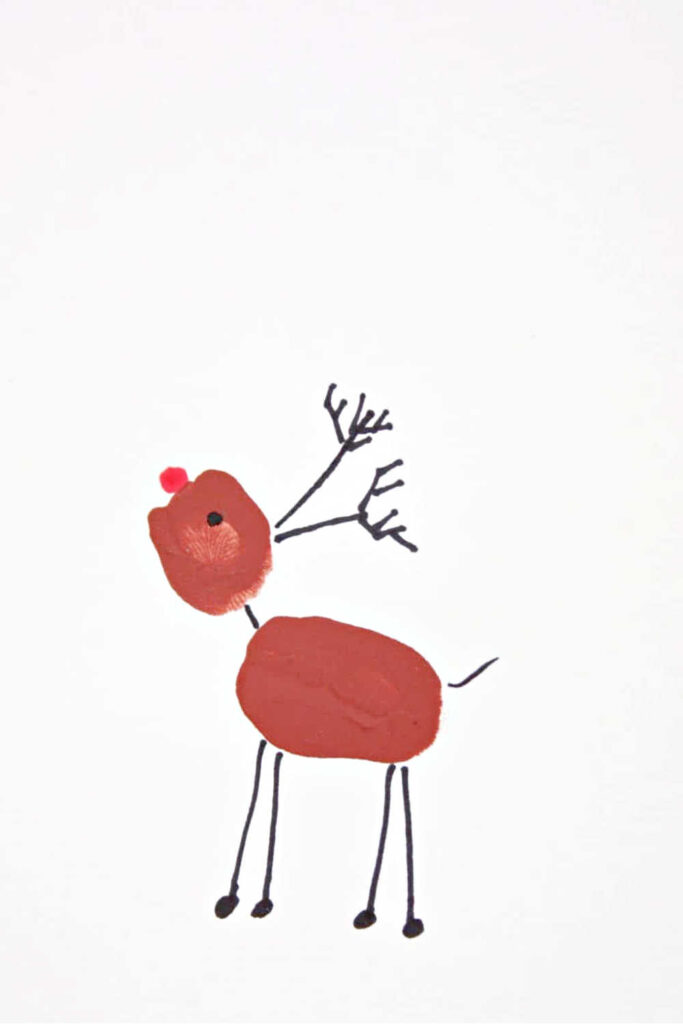 Christmas Cards For Kids To Make - Fingerprint Rudolf