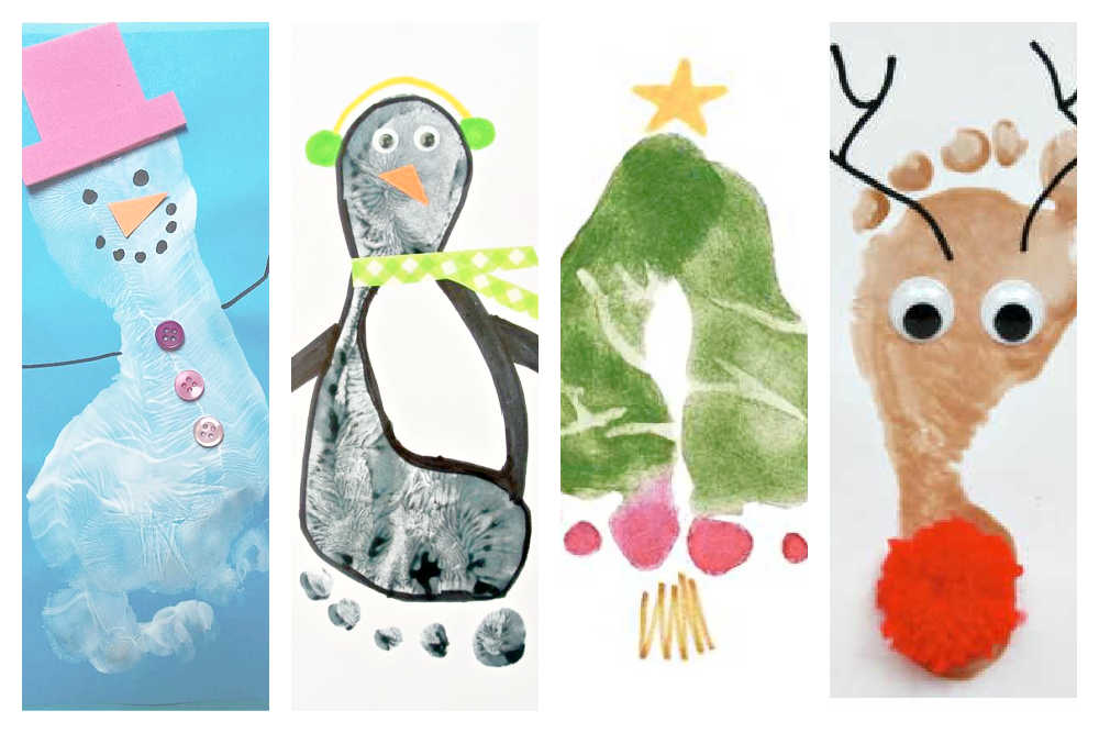 Foot Print Christmas Cards Kids Can Make