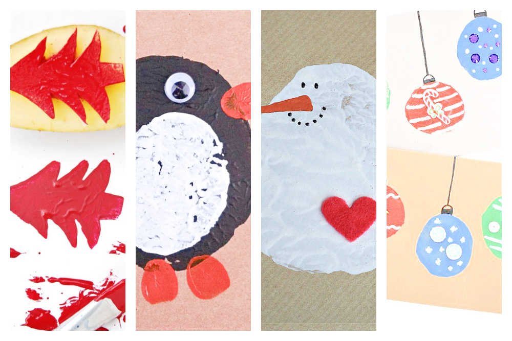 Potato Print Christmas Cards Kids Can Make