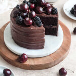 Chocolate Christmas Cake With Blackberries Cherries