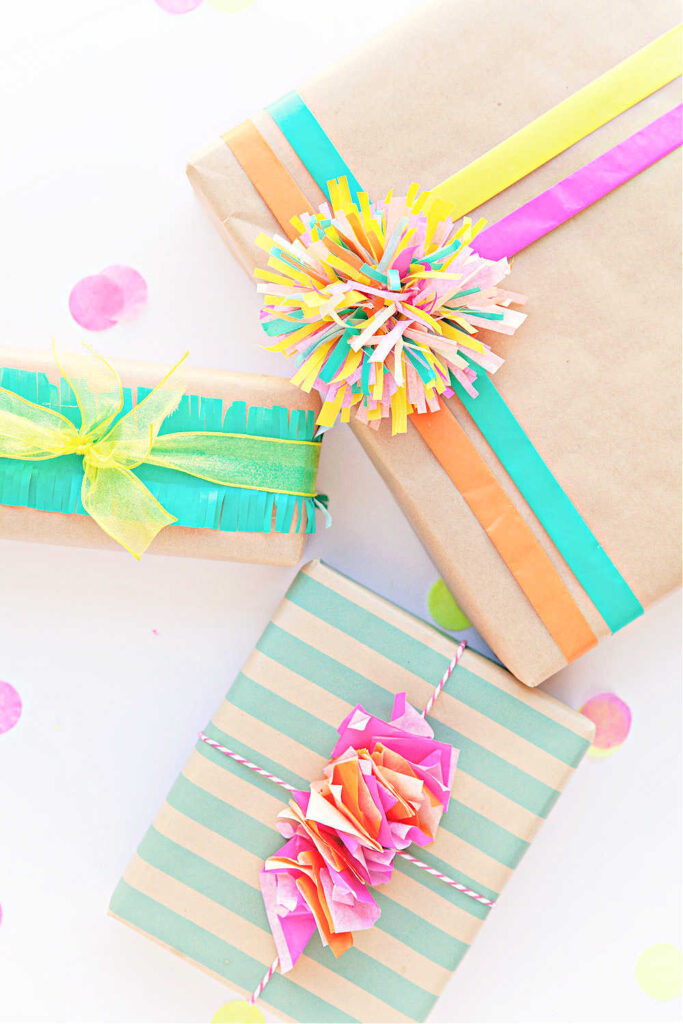 Cute Brown Paper Gift Wrapping Ideas With Tissue Paper