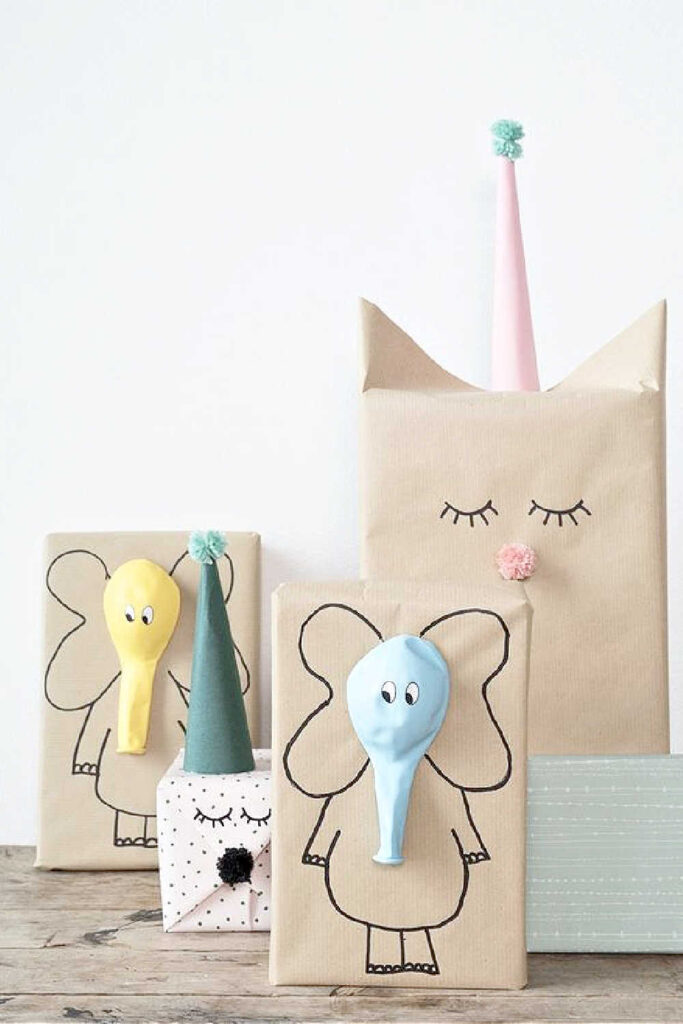 Cute Gift Wrapping Ideas For Kids With Brown Paper