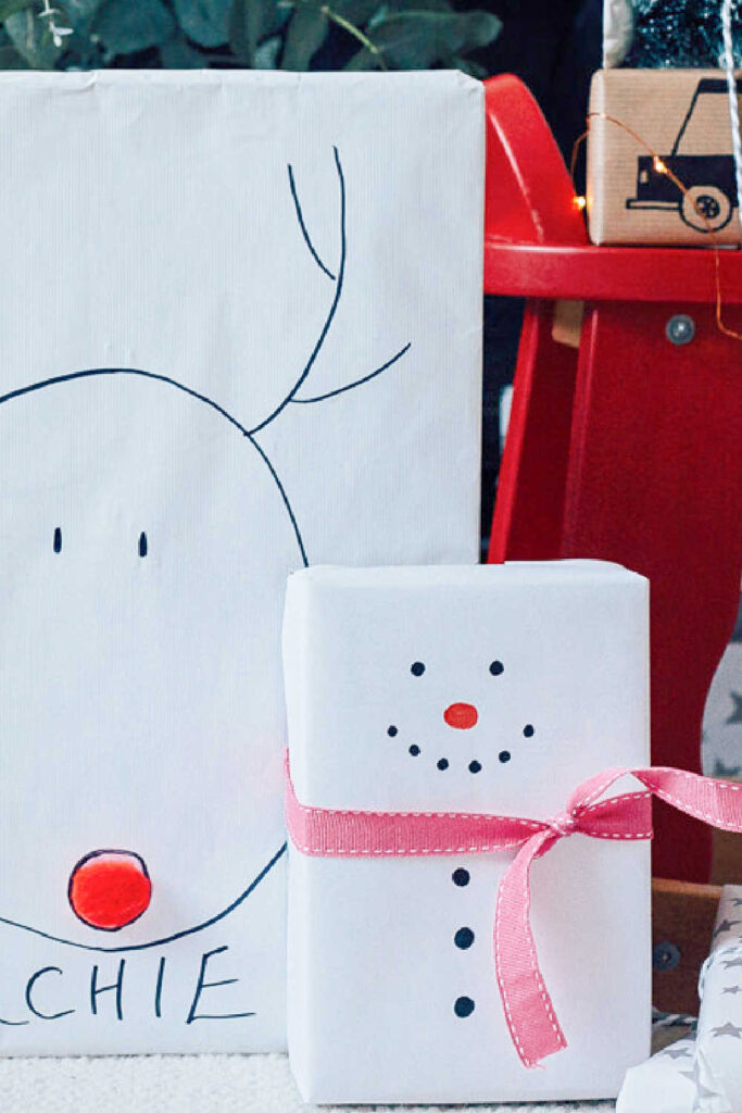 Fun Christmas Wrapping Ideas For Kids - Snowman