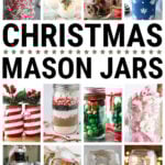 Collage of Christmas mason jars