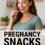 Pregnant woman eating healthy pregnancy snack