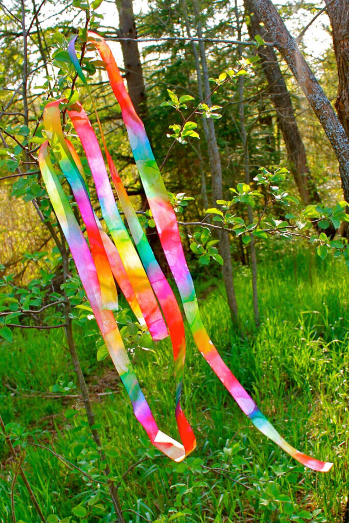 Fun Outdoor Activities For Kids - Stick Ribbon Wands