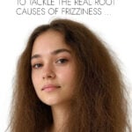 Young woman with long frizzy hair.