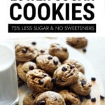 Plate of chocolate chip cookies with glass of milk