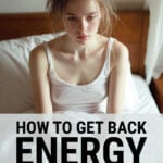 Woman sitting in bed after illness