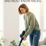 Young woman vacuuming