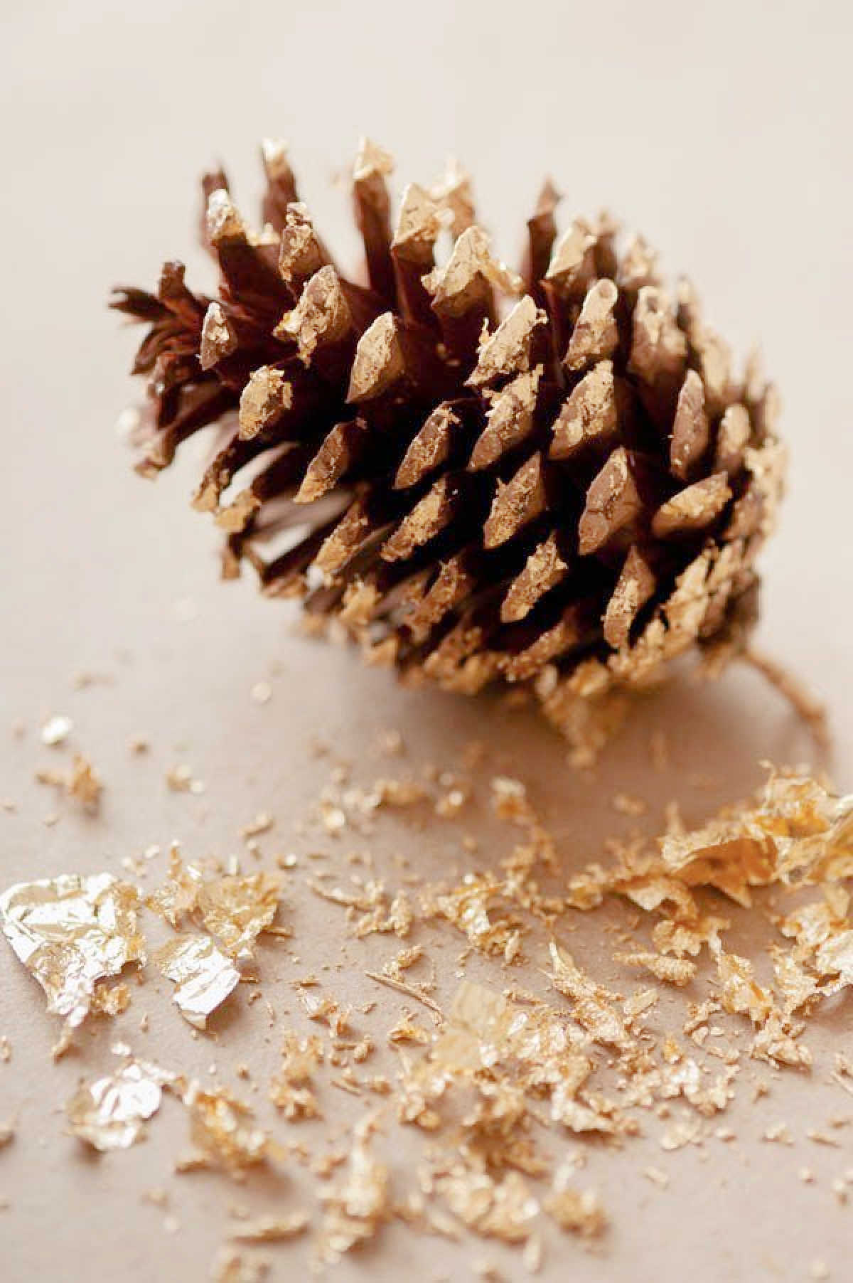 Gold leaf pine cone Christmas ornament