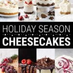 Collage of holiday season cheesecakes