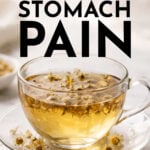 Glass cup of chamomile tea