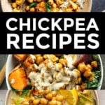 Collage of chickpea dishes