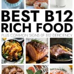 Collage of B12 rich food