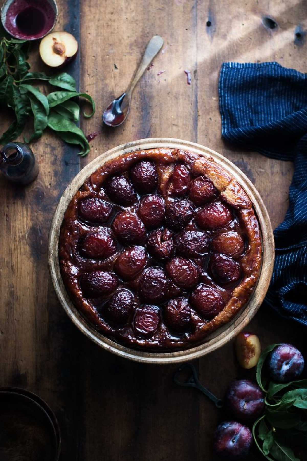 Plum tarte tatin