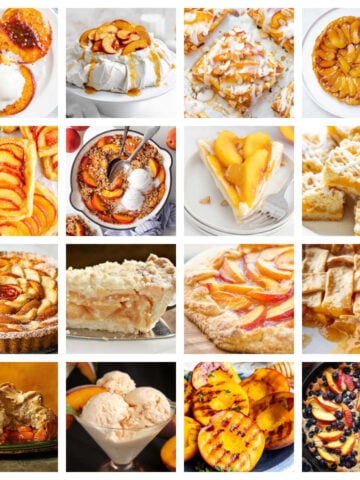 Collage of peach recipes