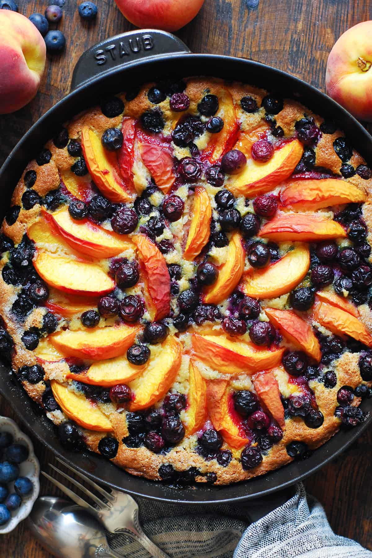 Peach & Blueberry Skillet Cake