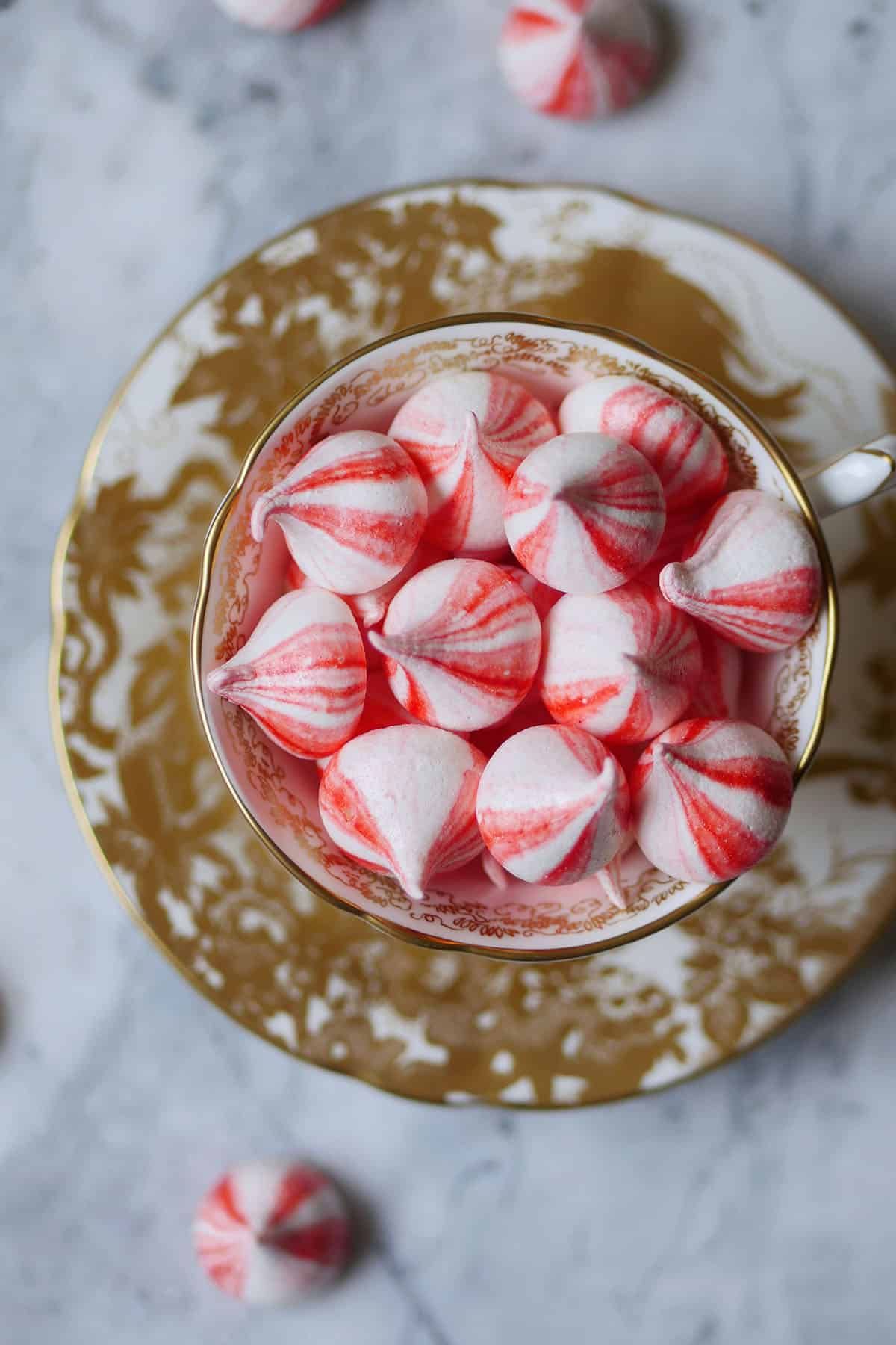 Candy Striped Meringue Cookies