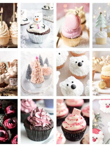 Collage of Christmas cupckes
