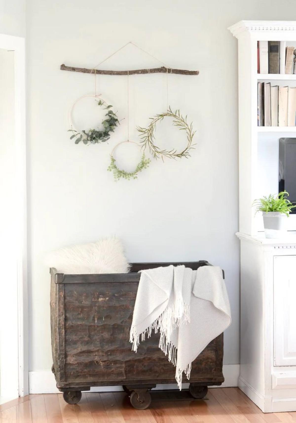 Christmas Wreaths Hanging From Branch