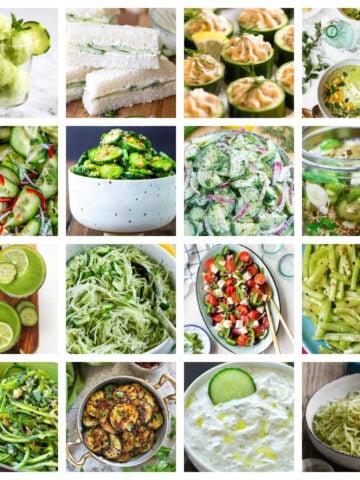 Collage of cucumber dishees