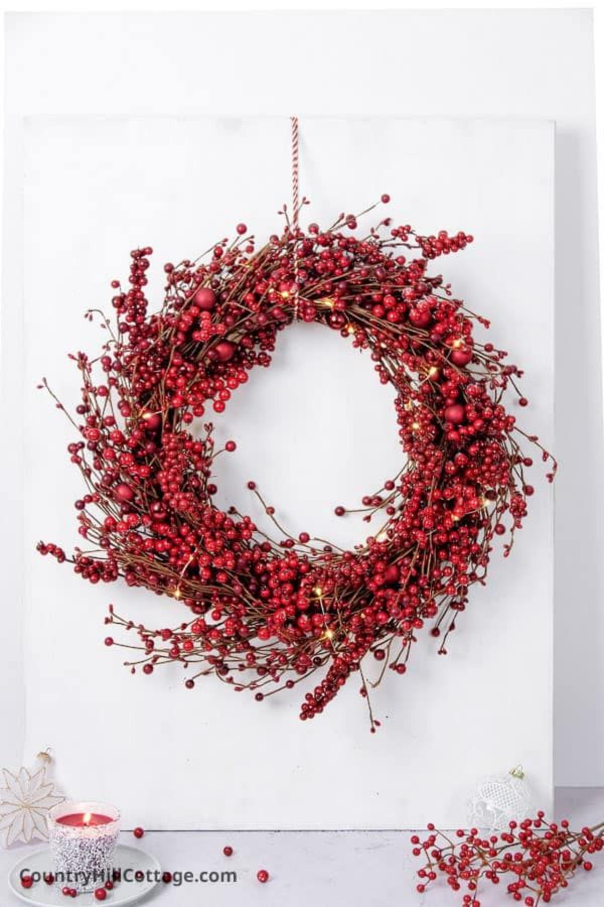 DIY Red Berry Christmas Wreath