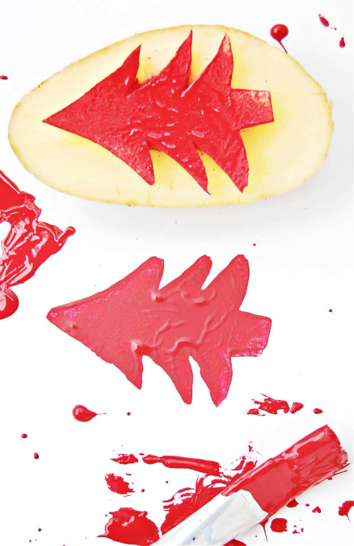 Potato Print Christmas Card