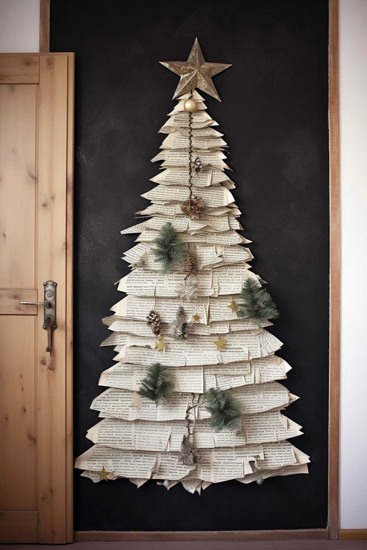 Wall Christmas tree made from books