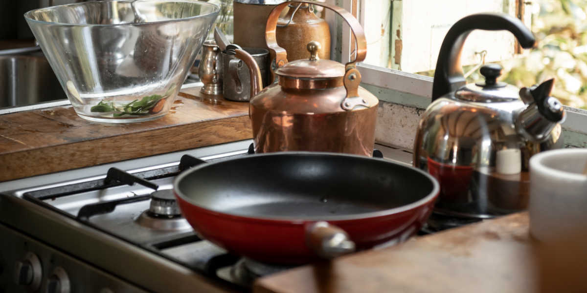 Frying pan on stove top