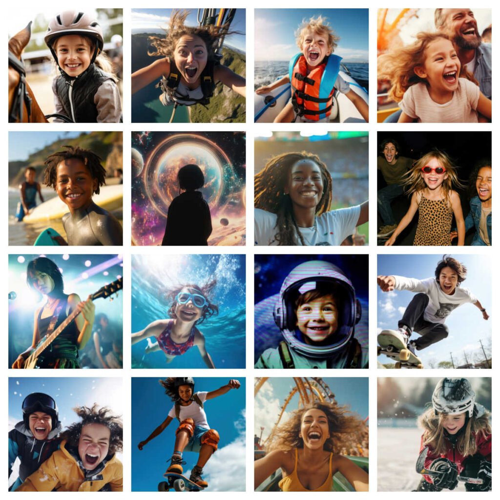 Collage of kids experience adventures